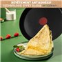 Tefal Renew On Poêle à crêpes 25 cm, Induction, Revêtement céramique antiadhésif, Surface résistante, Eco-Design, Indicateur de 