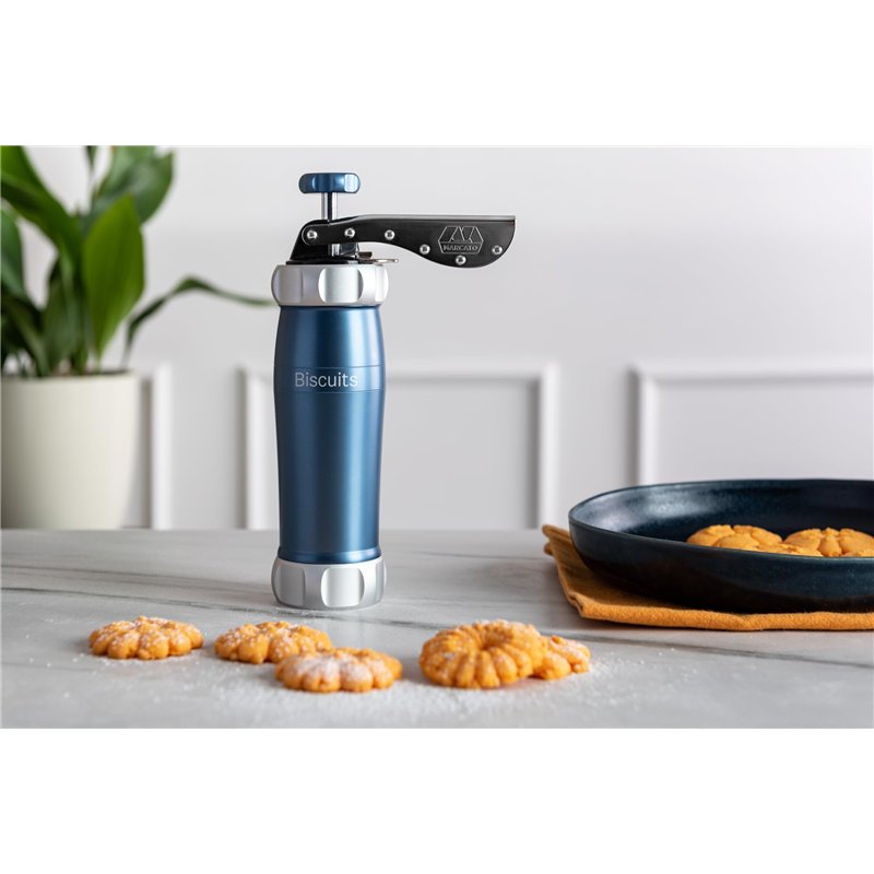 Image secondaire de Marcato Machine à biscuits Biscuits en poudre bleue en aluminium anodisé, différentes formes. 25 x 10 x 5 cm. Facile à utiliser