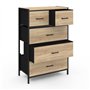 IDMarket - Chiffonnier 5 tiroirs en Tissu Utah 60 cm Commode semainier Design Industriel