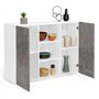 IDMarket - Buffet 110 cm ELI Blanc 2 Portes Effet béton