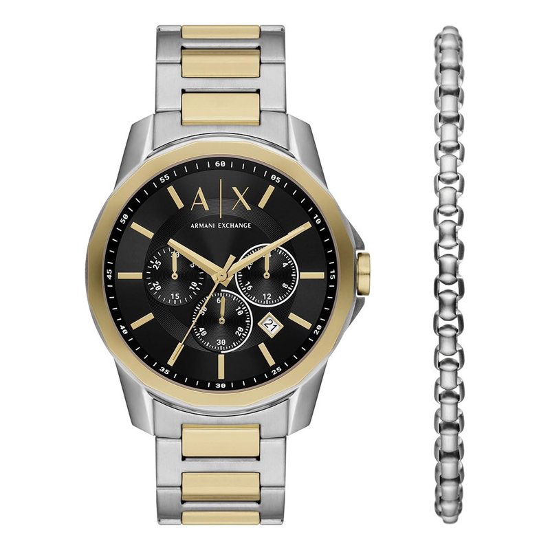 Armani Exchange Coffret montre chronographe, en acier inoxydable, et bracelet, pour homme, AX7148SET