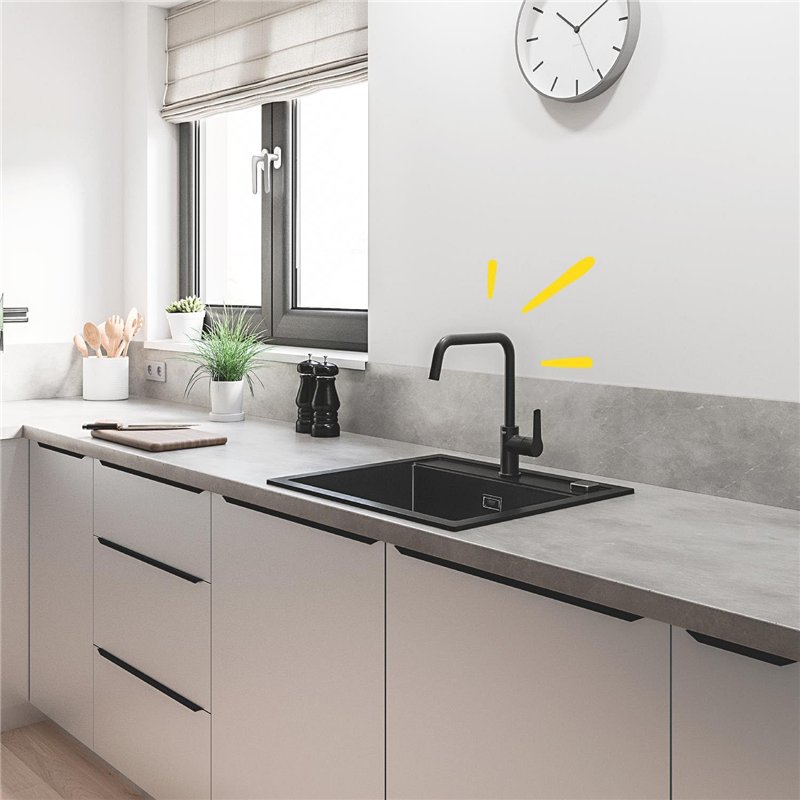 Image secondaire de GROHE QUICKFIX Start Robinet de cuisine, Mitigeur Monocommande Evier, Bec Haut, Rotation 150°, Noir Mat, 304702430