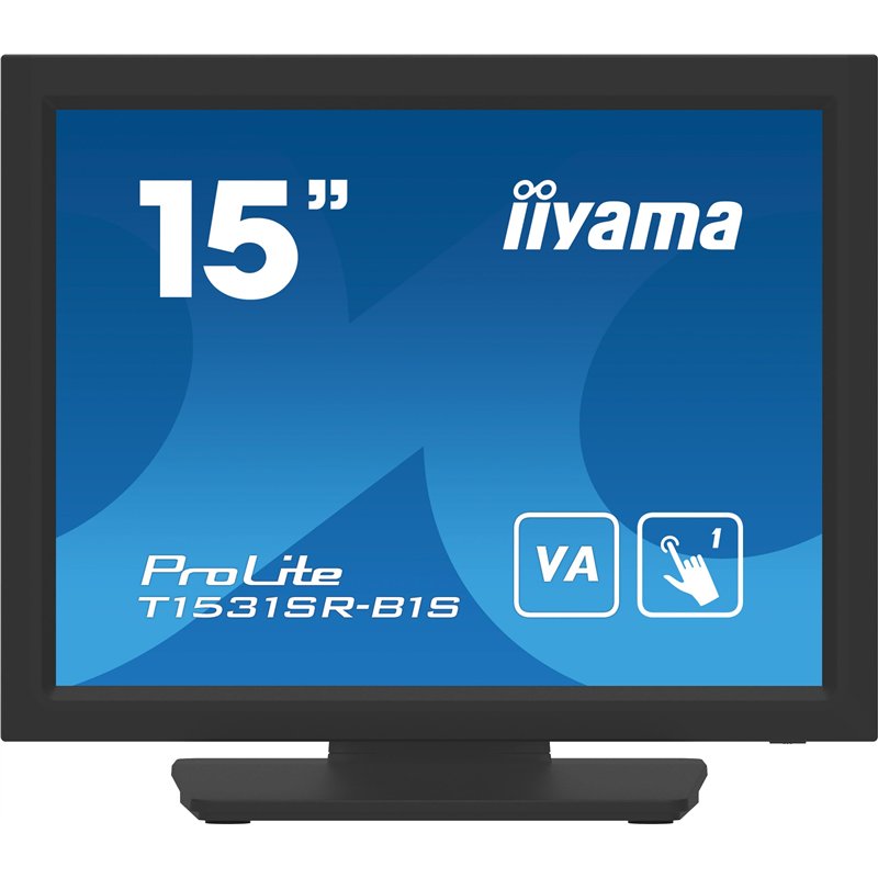 iiyama Ecran 15 Tactile Resistiv 1024x768 Dalle VA Haut-parleurs VGA HDMI DP USB 350cd/m² 2500:1 18ms T1531SR-B1S