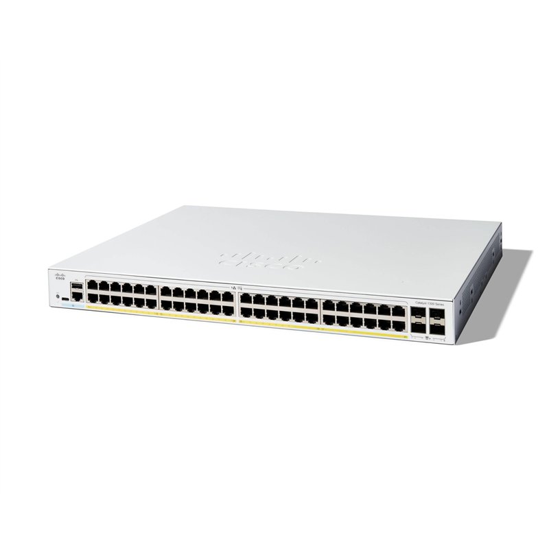 Cisco Commutateur administrable Cisco Catalyst 1300-48FP-4X, 48 Ports GE, PoE complète, Ports SFP+ 4x10GE, Garantie limitée à Vi
