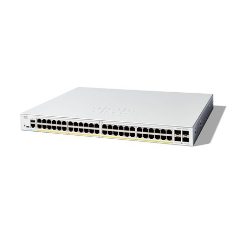Cisco Commutateur administrable Cisco Catalyst 1300-48FP-4X, 48 Ports GE, PoE complète, Ports SFP+ 4x10GE, Garantie limitée à Vi