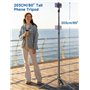 190cm Trepied Smartphone en Aluminium, Extensible Perche à Selfie Trepied, Trépied de Téléphone avec Télécommandeet Support pour