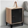 IDMarket - Table de Chevet Ester Effet Bois 1 Porte métal Noir Design Industriel
