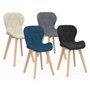 IDMarket - Lot de 4 chaises ROBINE en Tissu Mix Color Bleu, Gris, Beige et Noir