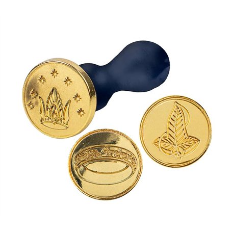 CINEREPLICAS SEIGNEUR DES ANNEAUX - Kit pour cachet de cire 3 seaux Anneau Unique, Feuille de la Lorien et Courrone du Gondor + 