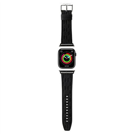 KARL LAGERFELD KLAWMSAKLHPK Bracelet de montre pour Apple Watch 38/40/41 mm Noir Monogramme Saffiano, Simili cuir