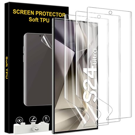 Pollachi [Lot de 3 Protecteur D'écran,Film d'hydrogel Compatible Avec Samsung Galaxy S24 Ultra,TPU Souple écran protection,HD Tr