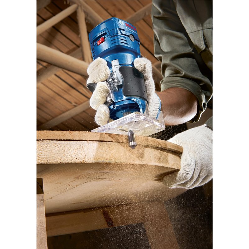 Image secondaire de Bosch Professional affleureuse GLF 55-6 (moteur de 550 W, 33 000 tr/min, avec 2 clés, 1 sac de collecte, butée parallèle, guide 