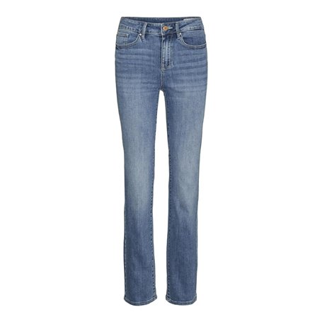 VERO MODA Jean Coupe Droite VMFLASH Taille Moyenne Straight Fit Jeans Medium Blue Denim S 30 Medium Blue Denim S / L30