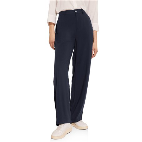 STREET ONE A377581 Pantalon Taille Haute, Bleu Foncé, 44W x 32L Femme
