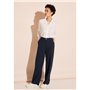 STREET ONE A377581 Pantalon Taille Haute, Bleu Foncé, 38W x 32L Femme