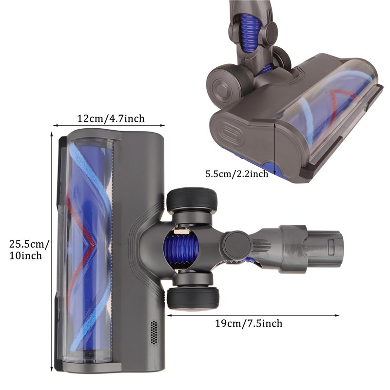 Image secondaire de Tête de rechange pour aspirateur sans fil Dyson V6, DC58, DC59, DC61, DC62, DC74, turbine en forme de V avec phares pour sols du