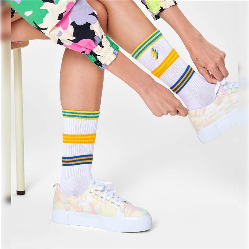 Image secondaire de Happy Socks Chaussettes Colors Cuff Thin Crew Taille 36-40, Multicolore, Mixte