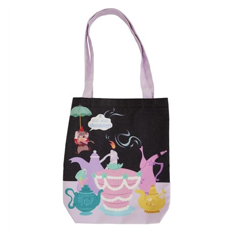 Loungefly Tote Bags Disney Alice au pays des merveilles Sac fourre-tout en toile Noir/gris anthracite, noir/charbon, Taille uniq