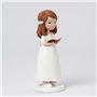 Mopec Y60 Figurine pour gâteau Communion Fille Robe Blanche et Bible 13 cm, Multicolore, Normale