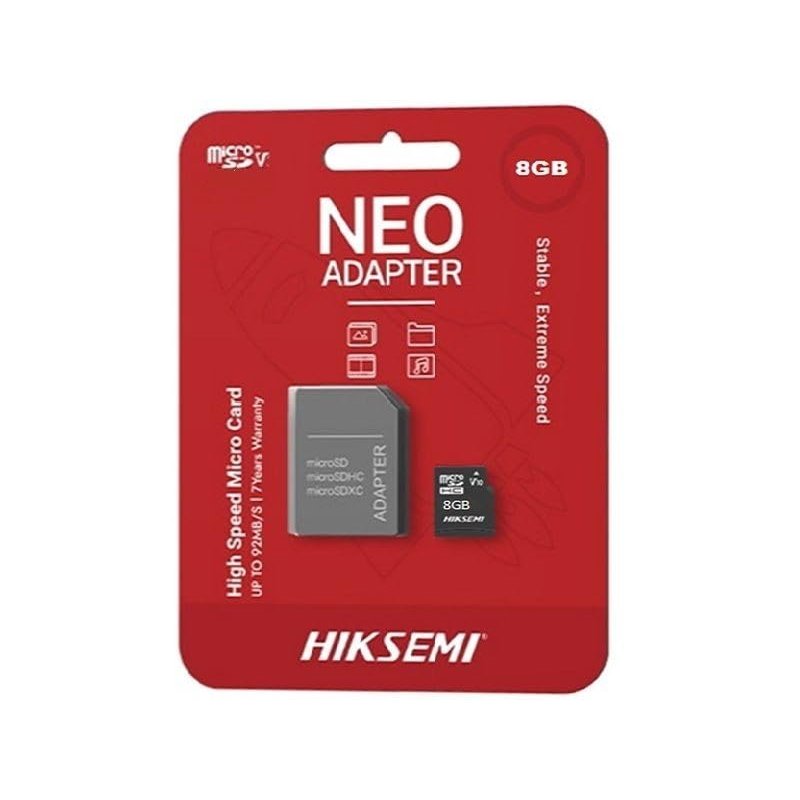 Carte MEMOIRE HIKSEMI M-SD 8G Micro SDHC - Serie C1 avec Adaptateur 92MB/s 10MB/s Class 10