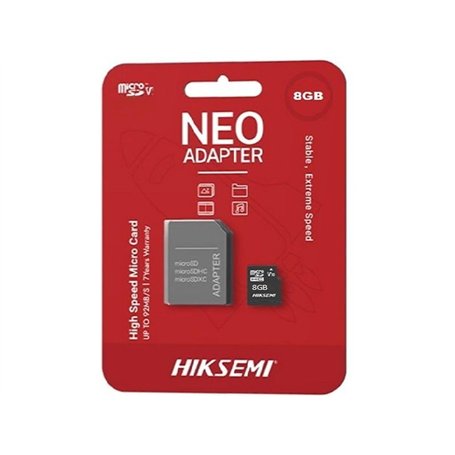 Carte MEMOIRE HIKSEMI M-SD 8G Micro SDHC - Serie C1 avec Adaptateur 92MB/s 10MB/s Class 10