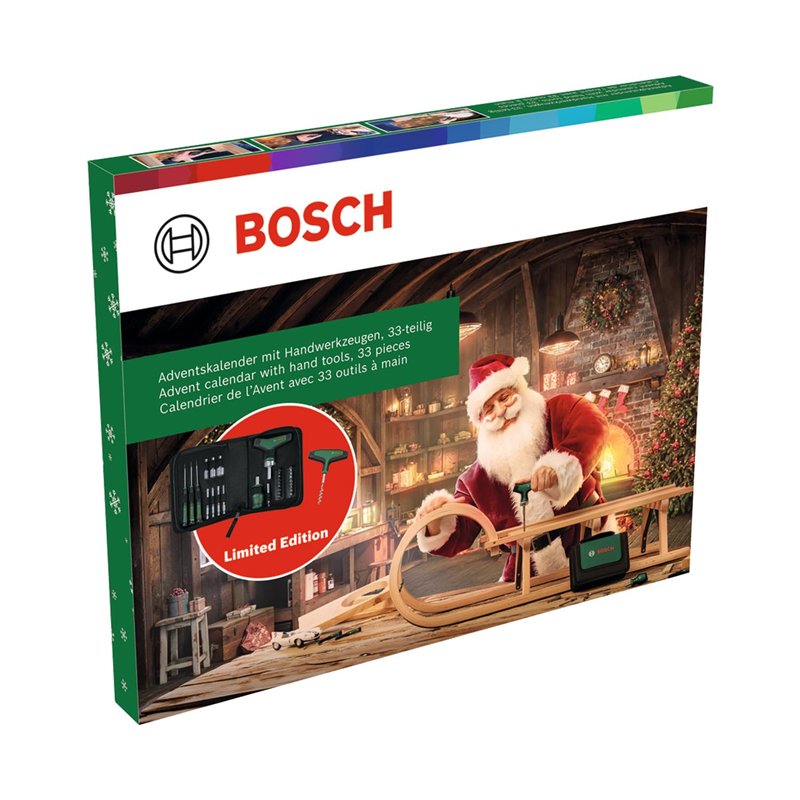 Bosch Calendrier de l'Avent Outils à main 2024, 33 pcs (avec tournevis à cliquet, tournevis de précision, tournevis à embout, ac