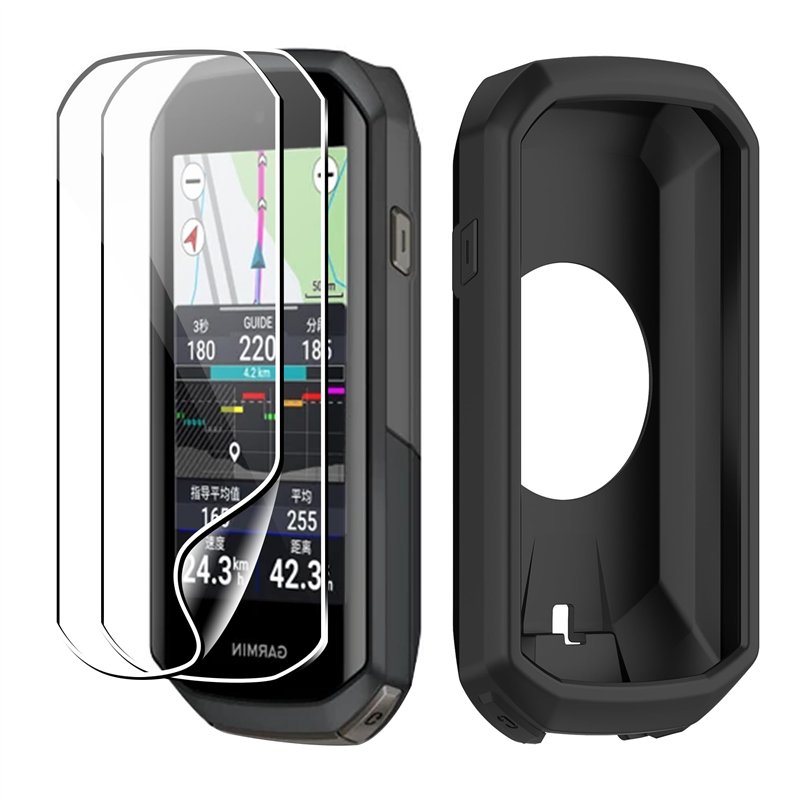 CAUHENYEE Coque pour Garmin Edge 1050 avec 2 Films de Protection d'écran en TPU, GPS, Ordinateur de vélo, Accessoires de Protect