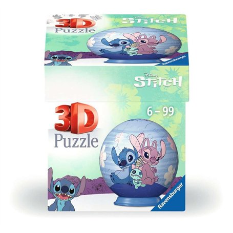 Ravensburger - Puzzle 3D Ball - Disney Stitch & Angel - A partir de 6 ans - 54 pièces numérotées à assembler sans colle - A coll