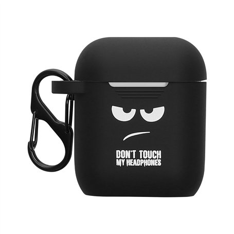 kwmobile Housse pour écouteurs Compatible avec Apple Airpods 1 & 2 Coque - Coque de Protection en Silicone - Blanc-Noir-Noir