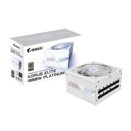 GIGABYTE AORUS Elite P1000W Ice Alimentation - PCIe 5.0, 80 Plus Platinum, Conception entièrement modulaire, Ventilateur de 120 