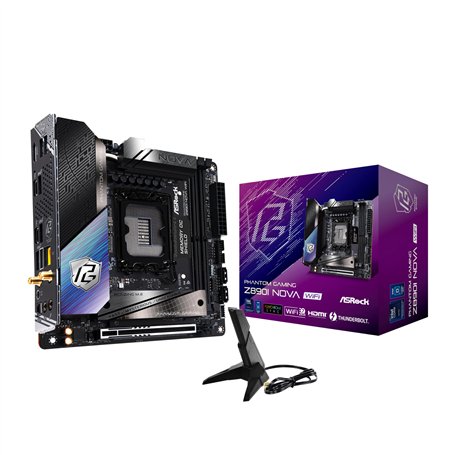 ASRock Intel Core Ultra Z890 LGA1851 RL-ILM Mini ITX Carte mère Phantom Gaming Z890i Nova WiFi 7 DDR5 9466 MHz 128 Go