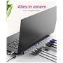 ICY BOX Station d'accueil USB-C (11 en 1) pour 2 moniteurs (2 x HDMI et 1 x VGA), 4K 60 Hz, 3 hubs USB 3.0, 100 W Power Delivery