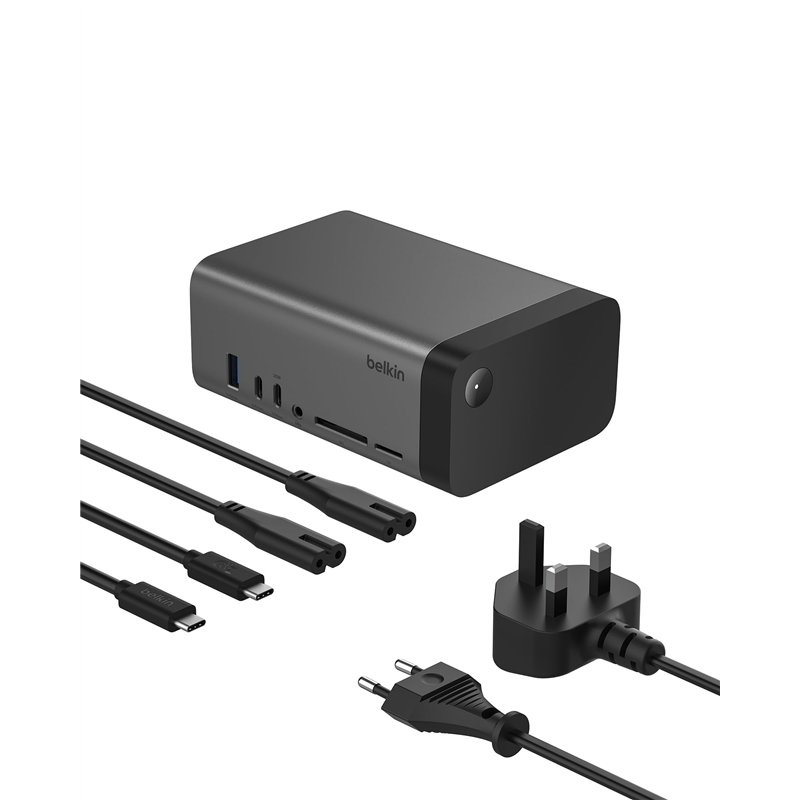 Belkin Hub GaN USB-C 11-en-1 Dock Pro (150 W, Station d'accueil multiport avec Port USB-C, USB-A, Ethernet, SD, Micro SD, 3,5 mm