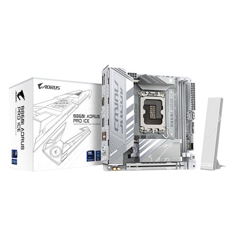 GIGABYTE B860I AORUS Pro Ice Carte mère - Processeurs Intel Core Ultra, VRM 8+1+2+1 Phases, jusqu'à 9200MHz DDR5, 1xPCIe 5.0 + 1