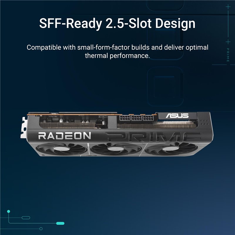 Image secondaire de Asus Prime Radeon RX 9070 XT OC Edition – Carte Graphique (16GB GDDR6, PCIe 5.0, HDMI, DisplayPort 2.1, 2.5-Slot, Ventilateurs a