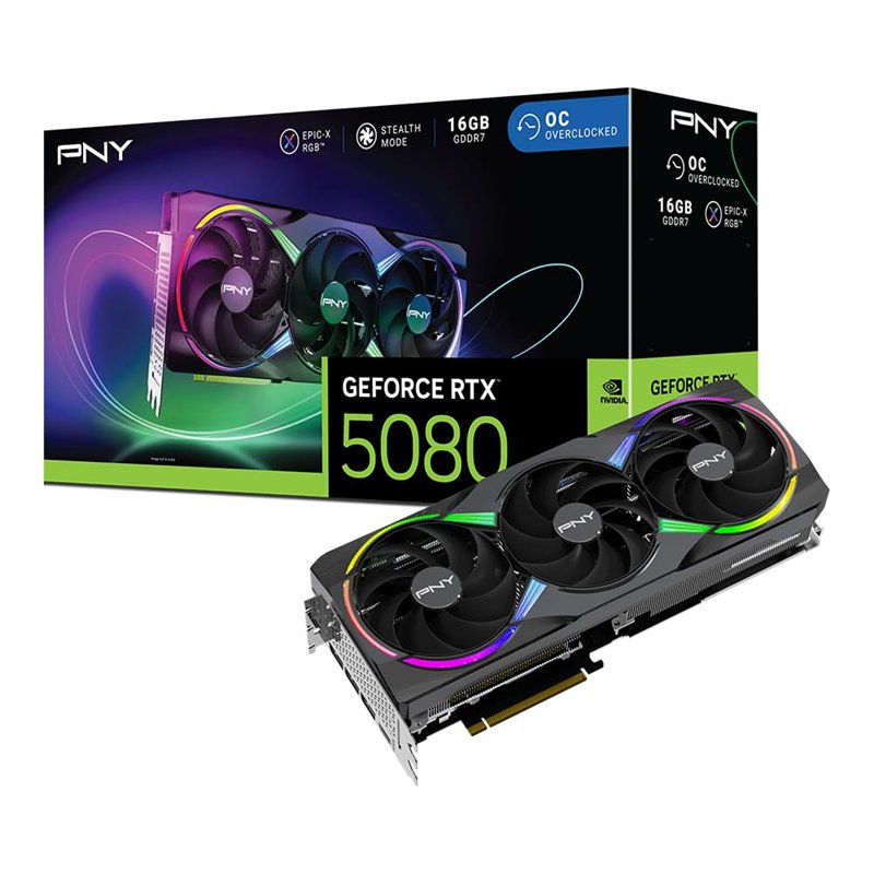 PNY Carte Graphique GeForce RTX™ 5080 16GB ARGB OC Triple Fan DLSS 4