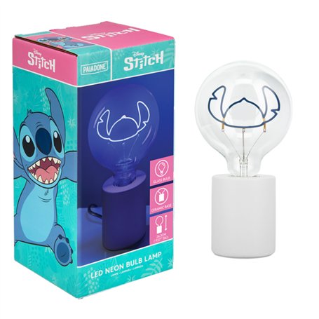 Paladone Ampoule néon LED décorative Disney Stitch - Ampoule en verre E27, cadeau de collection Lilo & Stitch sous licence offic
