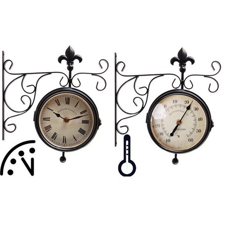 Esschert Horloge extérieure avec thermomètre