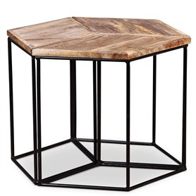 vidaXL Table Basse Table d'Appoint Table de Chevet Canapé Salon Salle de Séjour Maison Intérieur 56x48x40 cm Bois de Manguier Ma