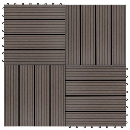 vidaXL 11x Carreaux de Terrasse WPC Marron Foncé Dalle de Patio Plancher