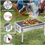 SunJas Barbecue Charbon de Bois INOX Ajustable Barbecue Démontable en Acier Portable BBQ Exterieur Grille sur Pied pour Jardin P