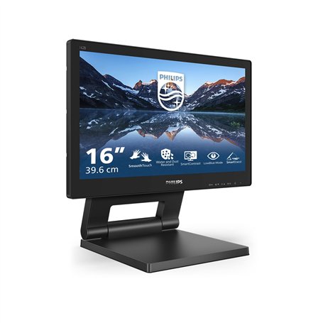 Philips 162B9T Moniteur Tactile 16", Hauteur réglable (1366 x 768, 60 Hz, VGA, DVI, HDMI, DisplayPort, Hub USB) Noir