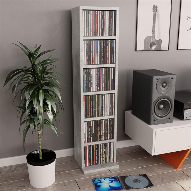 Image secondaire de vidaXL Meuble CD Gris Cement 21 x 16 x 88 cm AgglomÃƒrÃƒ