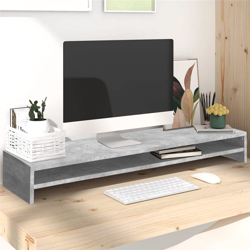 Image secondaire de vidaXL Support de Moniteur Gris bÃƃton 100 x 24 x 13 cm AgglomÃƒrÃƒ