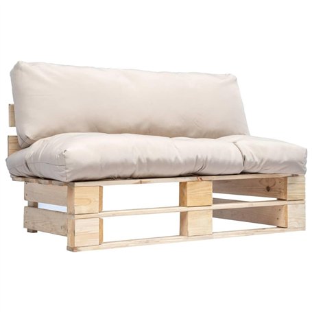 vidaXL Pinède Ensemble de Canapé de Jardin Palette et Coussins Sable Sofa Banc