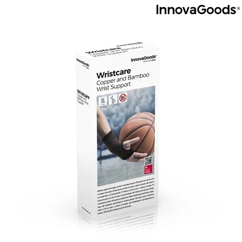 Image secondaire de InnovaGoods Bracelet de Maintien avec Fils de cuivre et Charbon de Bambou Wristcare-S/M, Unisexe Adulte, Noir, 16 x 7,5 cm