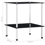 vidaXL Regal mit 2 Ebenen Schwarz 40 x 40 x 47 cm Hartglas