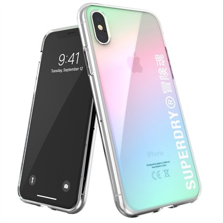 Superdry Coque de Protection Compatible avec iPhone X, Coque iPhone XS, étui holographique, Coque de Protection Transparente, ho