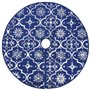 vidaXL Tapis de Sapin de Noël de Luxe avec Chaussette - Décoration de Noël - Bleu - 122 cm