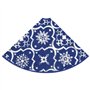 vidaXL Tapis de Sapin de Noël de Luxe avec Chaussette - Décoration de Noël - Bleu - 122 cm